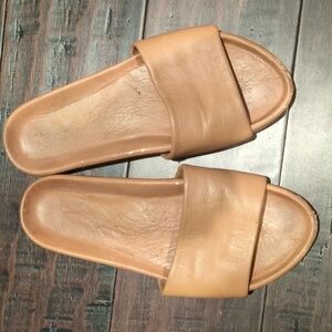 Tan Women's Slide Sandals Beed